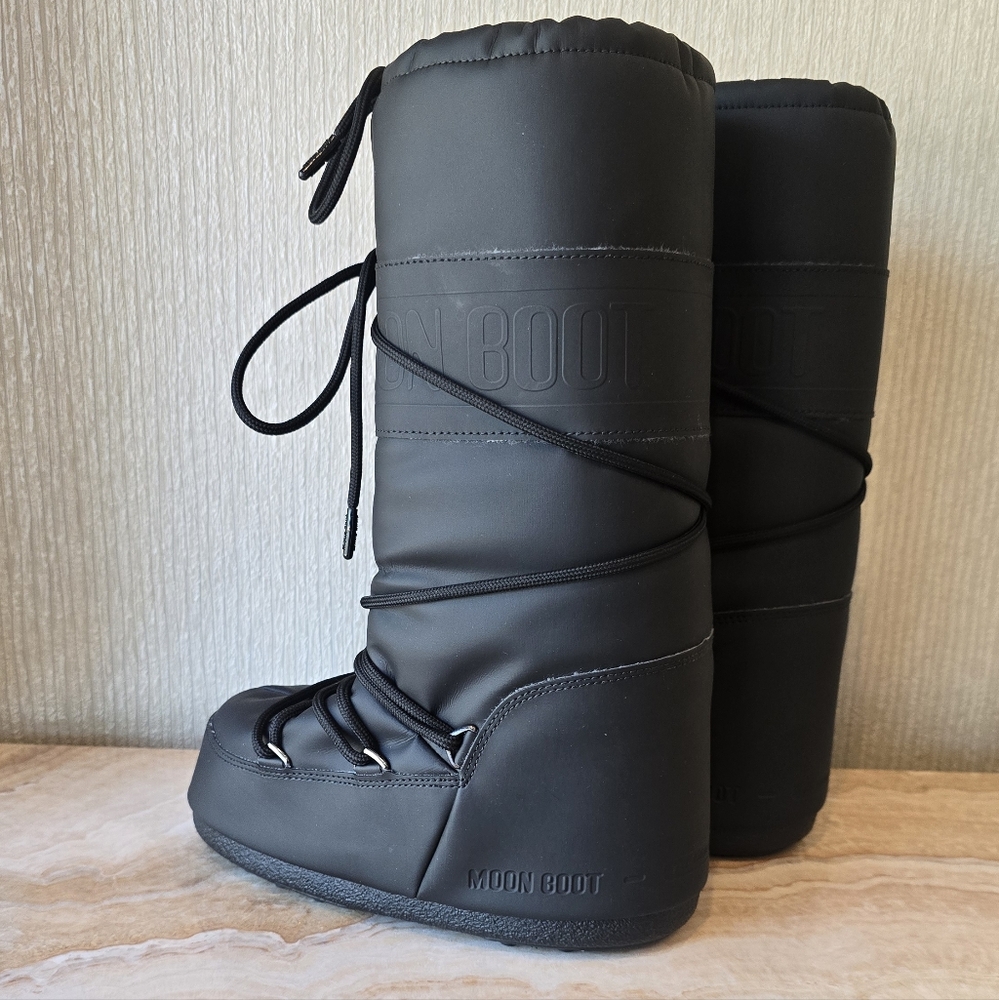 Moon Boot Icon Rubber Boots Moon Boots Black Snow Boot Moon Boot Tall Icon Boots - Picture 15 of 16